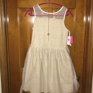 Amy Byer Ivory and Gold dress with Tulle